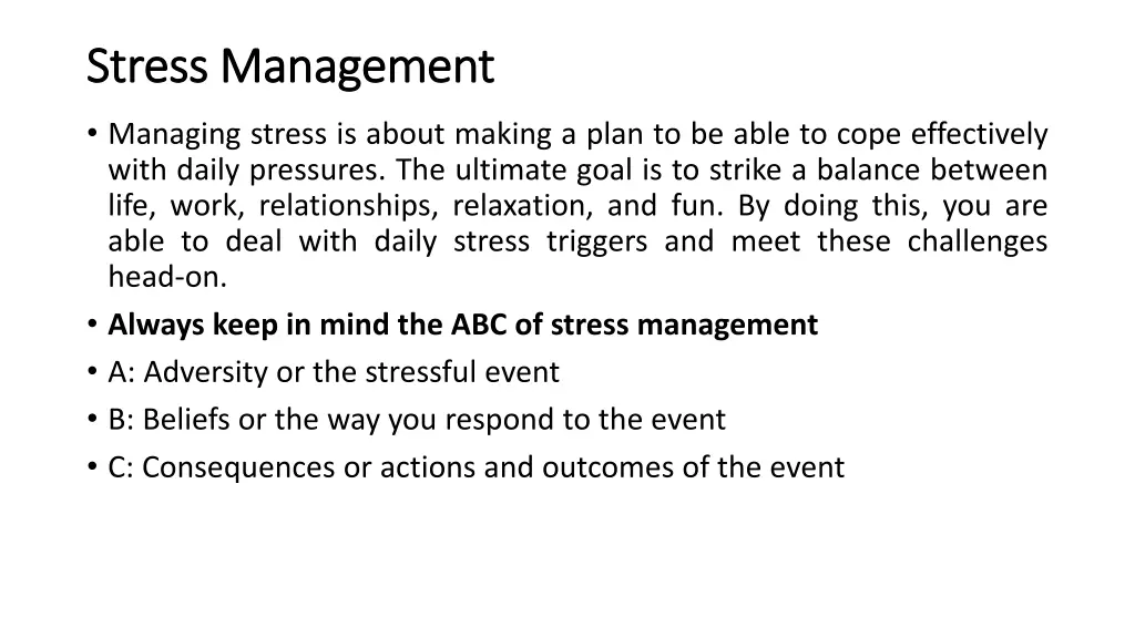 stress management stress management