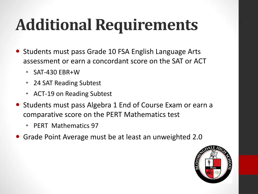 additional requirements