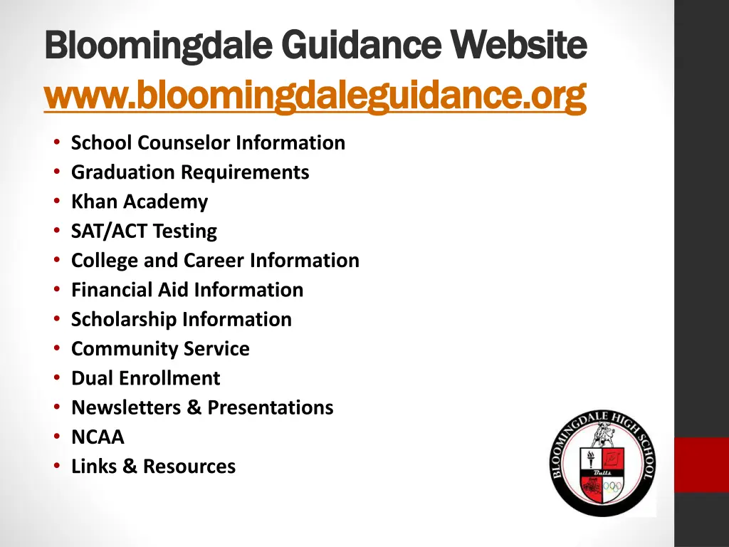 bloomingdale bloomingdale guidance website