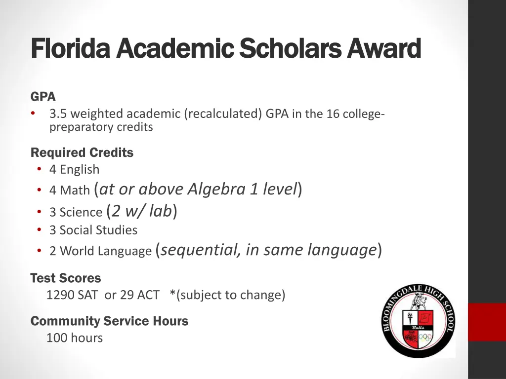 florida academic scholars award florida academic