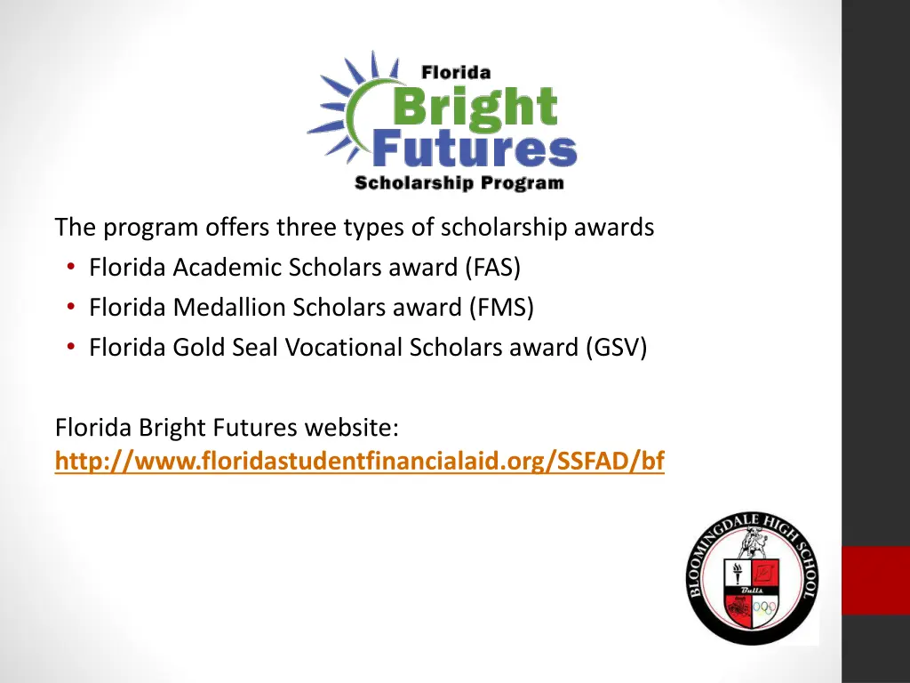 the program offers three types of scholarship