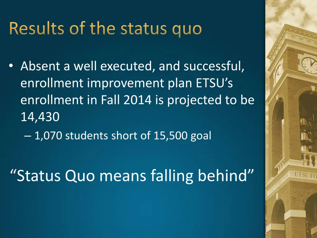 results of the status quo