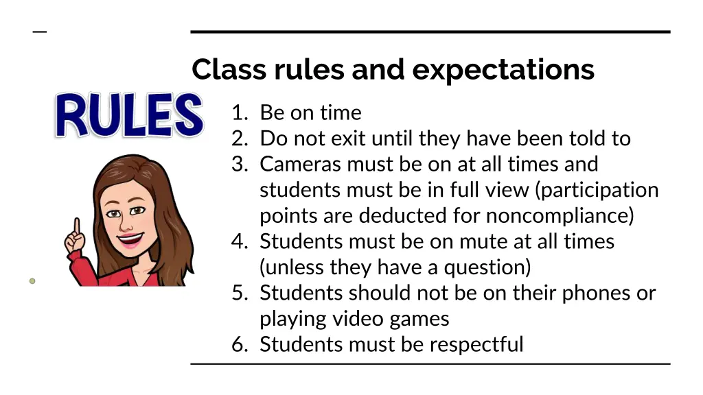 class rules and expectations