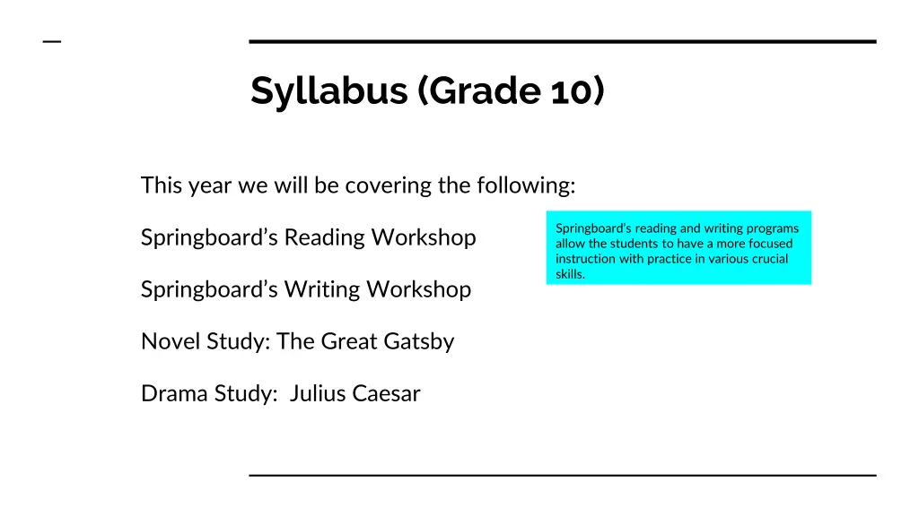 syllabus grade 10