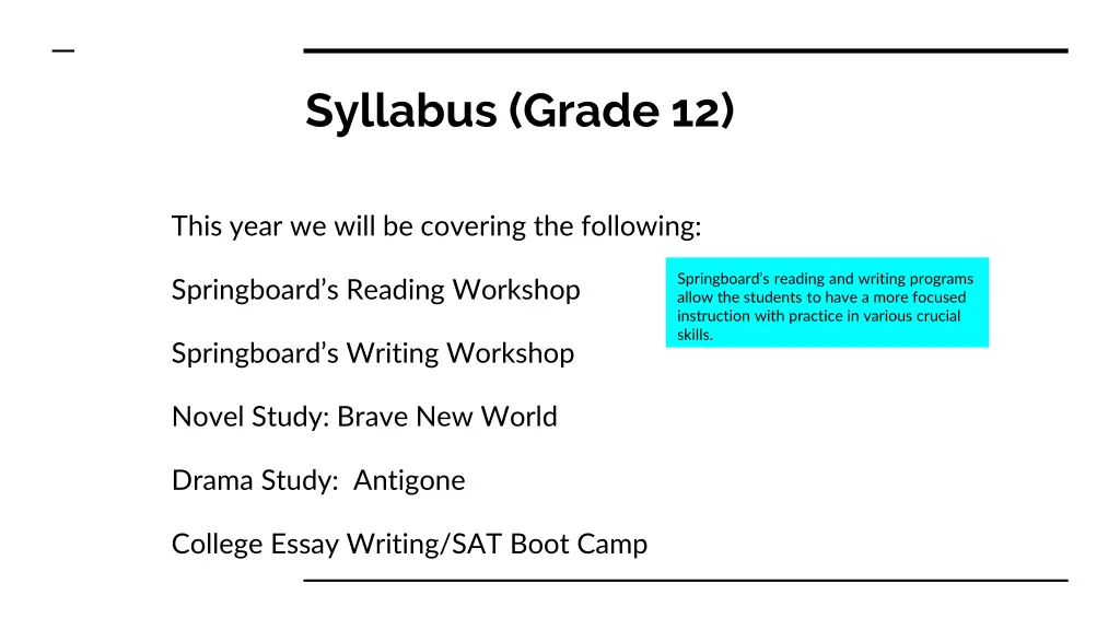 syllabus grade 12