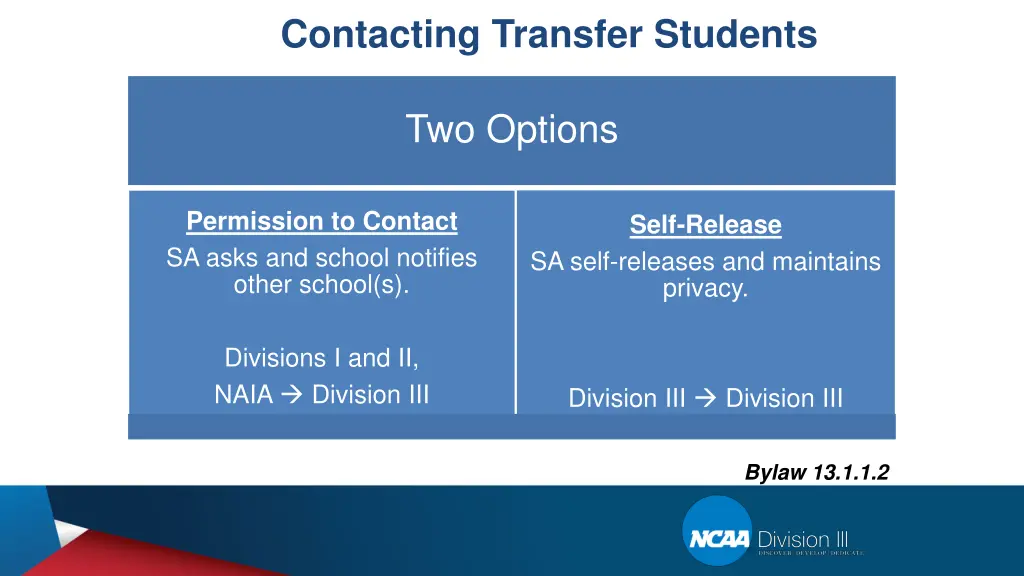 contacting transfer students