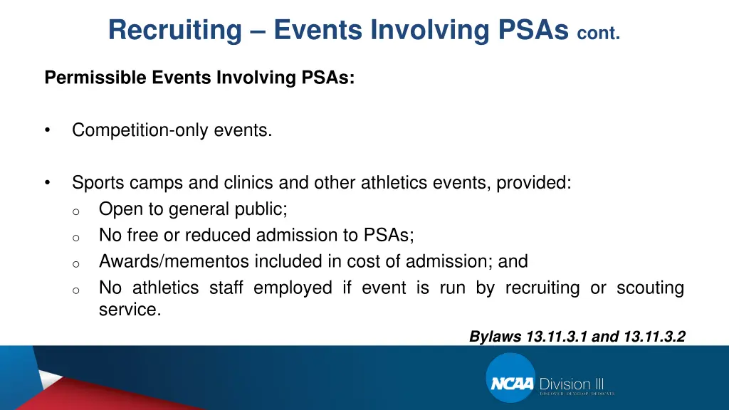 recruiting events involving psas cont