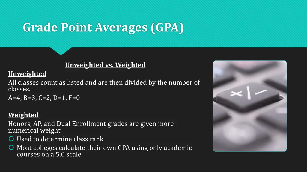 grade point averages gpa