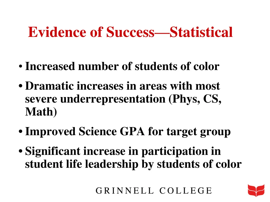 evidence of success statistical