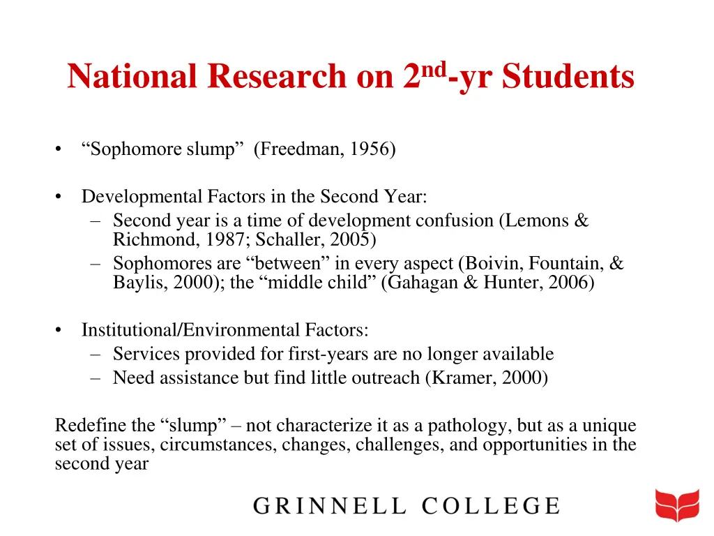 national research on 2 nd yr students