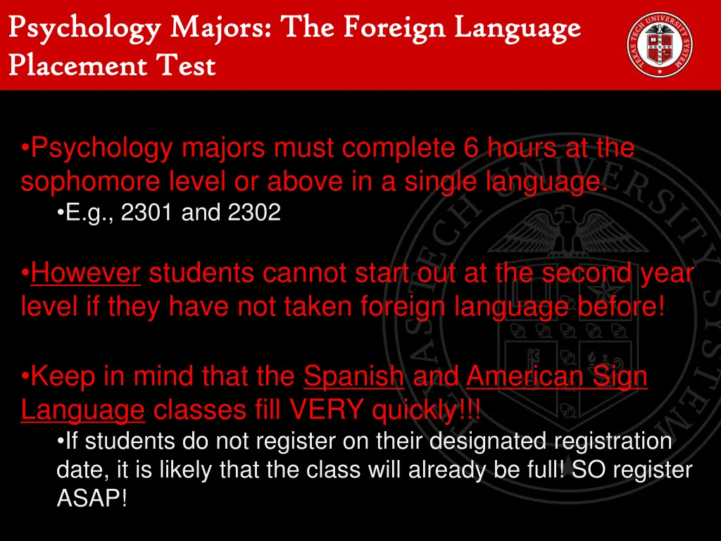 psychology majors the foreign language psychology