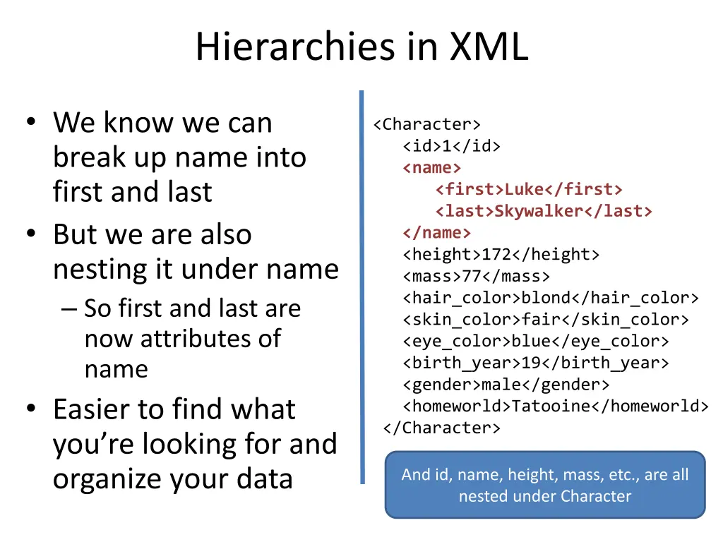 hierarchies in xml