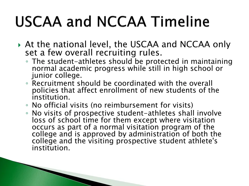 at the national level the uscaa and nccaa only