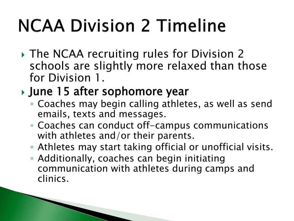 the ncaa recruiting rules for division 2 schools