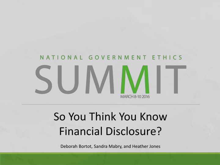 so you think you know financial disclosure