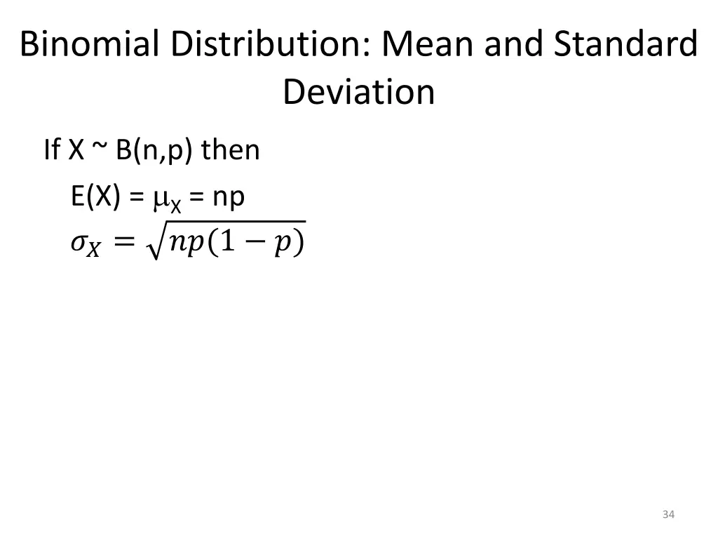 binomial distribution mean and standard deviation