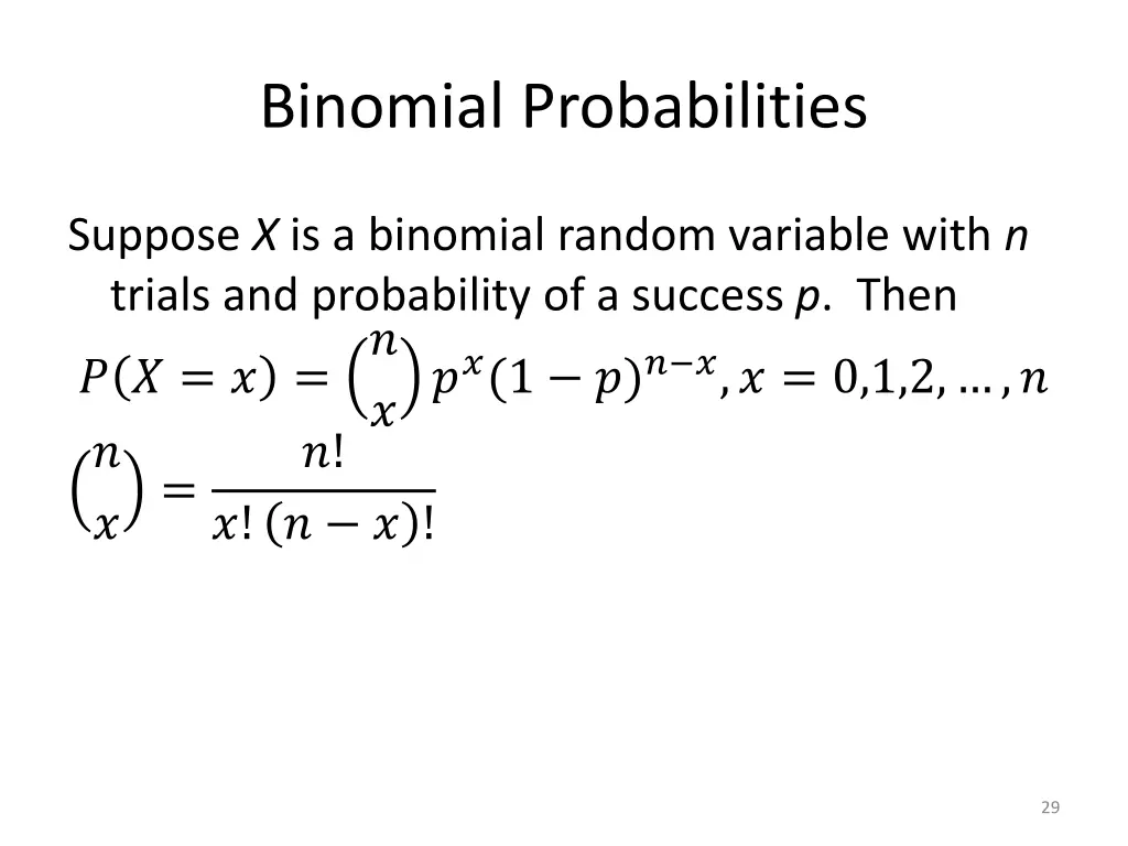 binomial probabilities