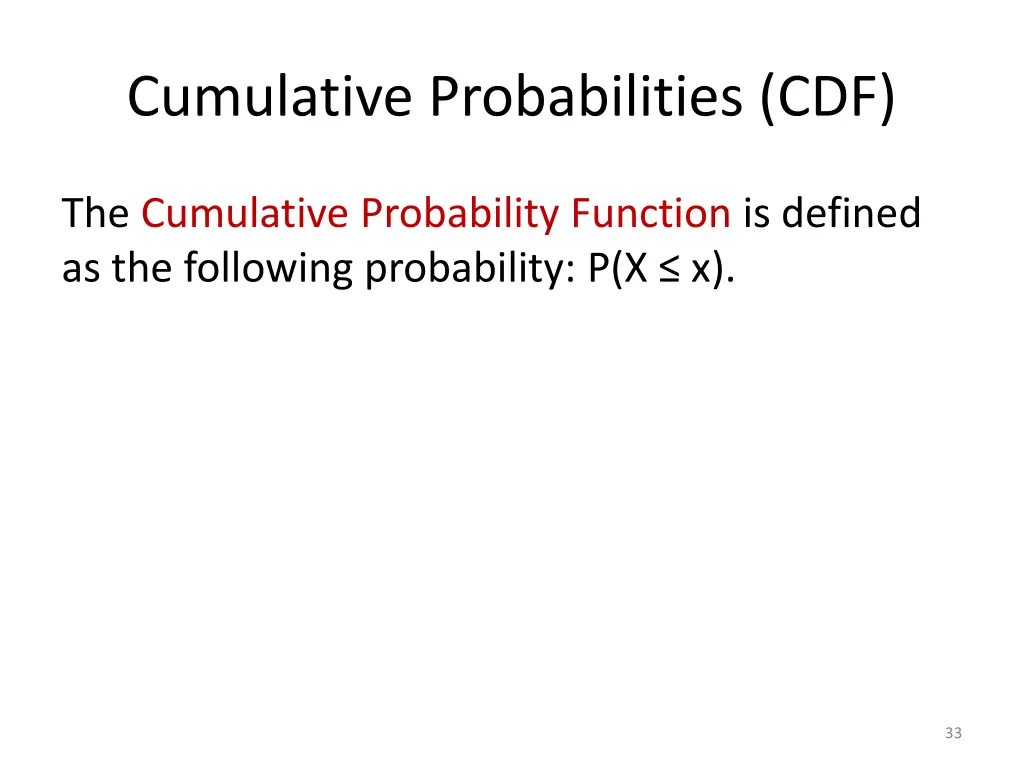 cumulative probabilities cdf