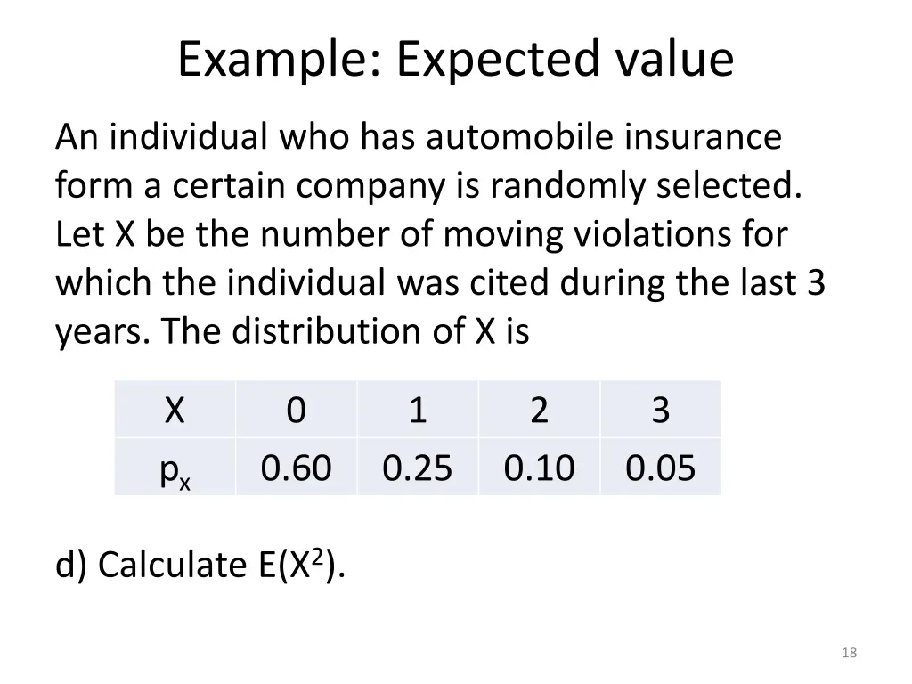 example expected value 1