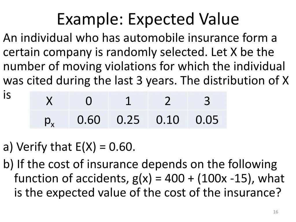 example expected value an individual