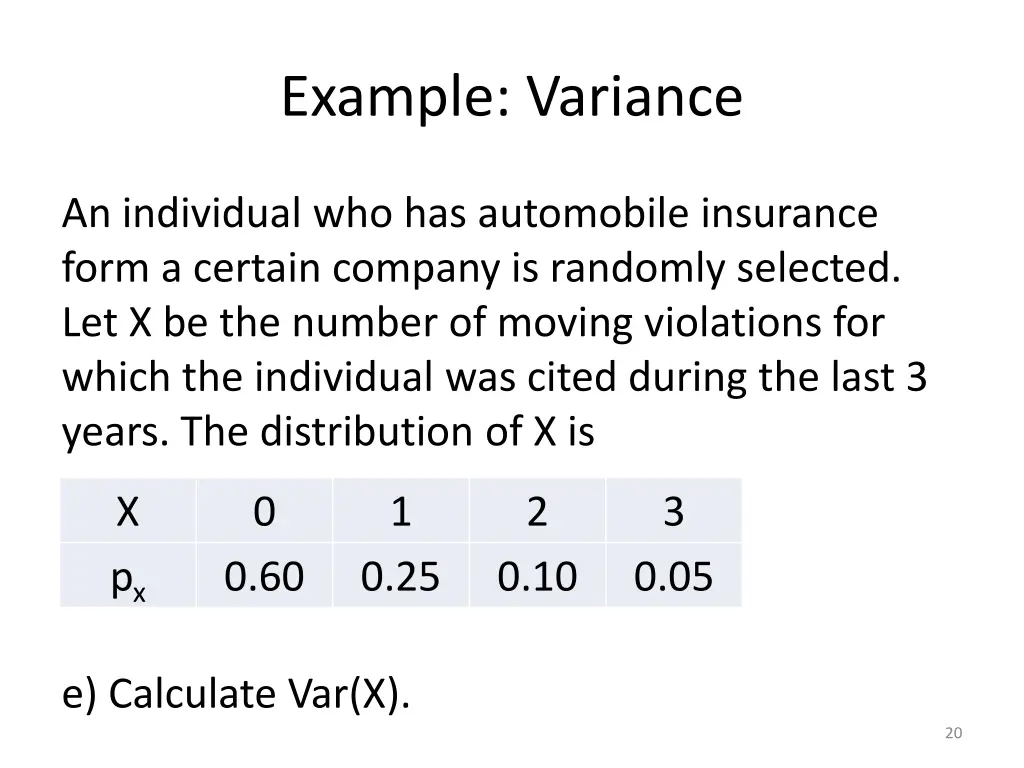 example variance