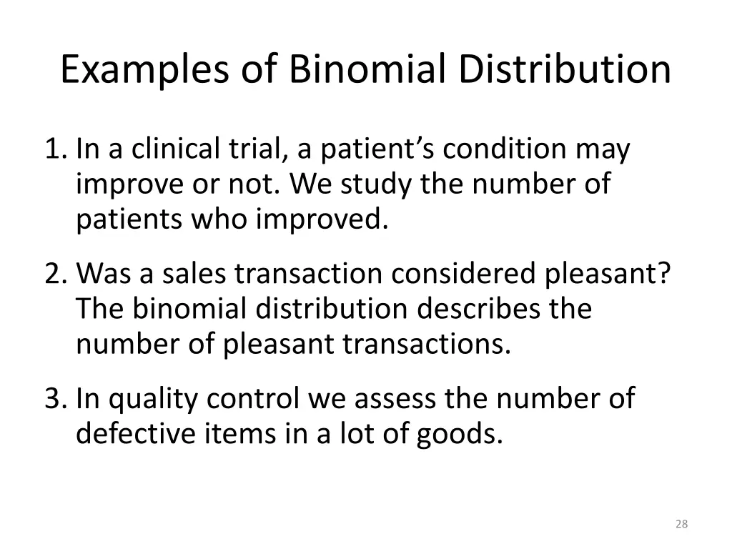 examples of binomial distribution