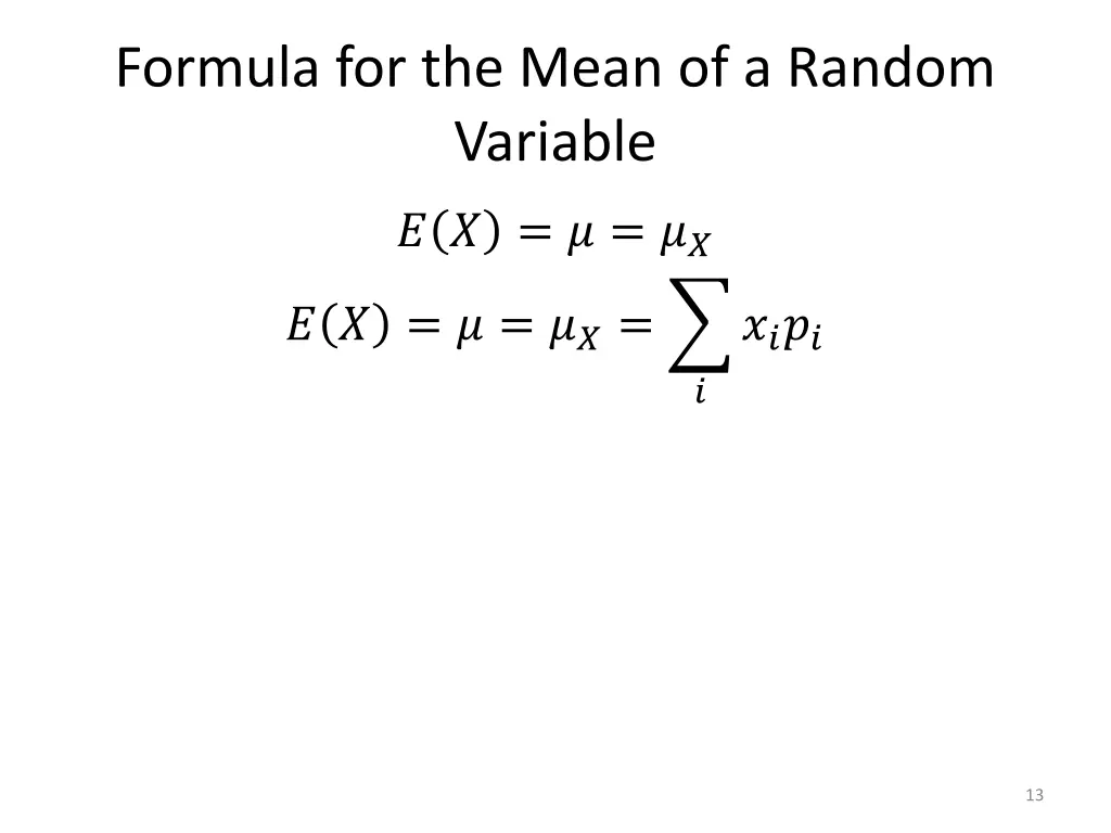 formula for the mean of a random variable