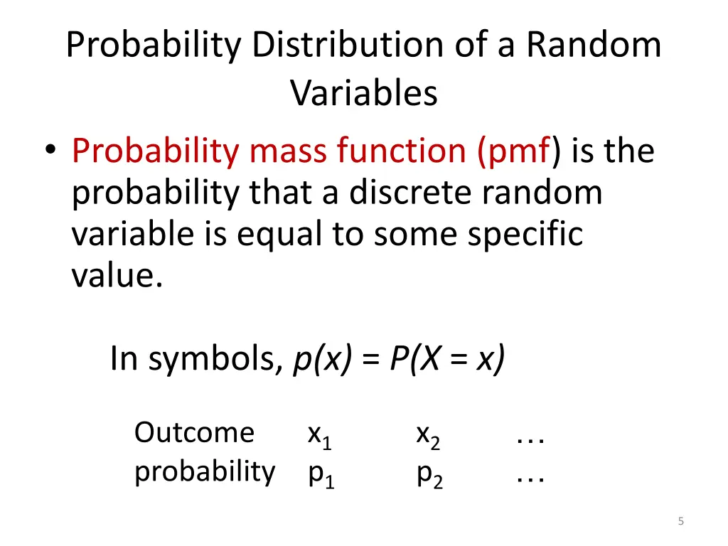 probability distribution of a random variables 1