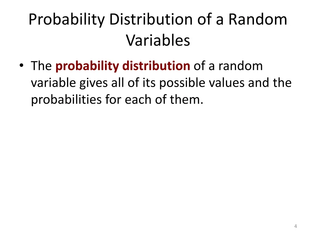 probability distribution of a random variables