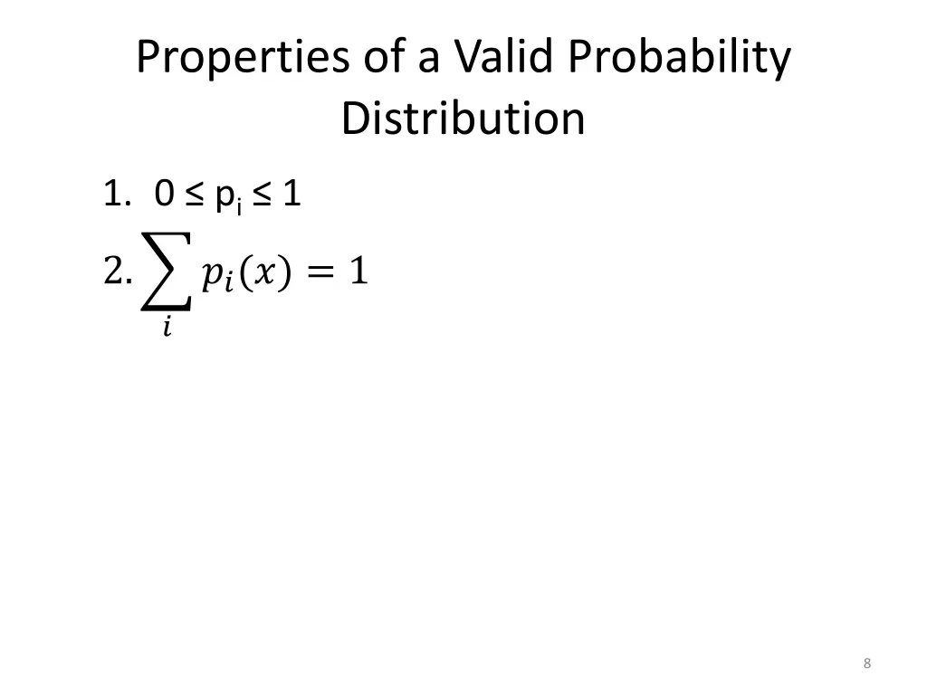 properties of a valid probability distribution