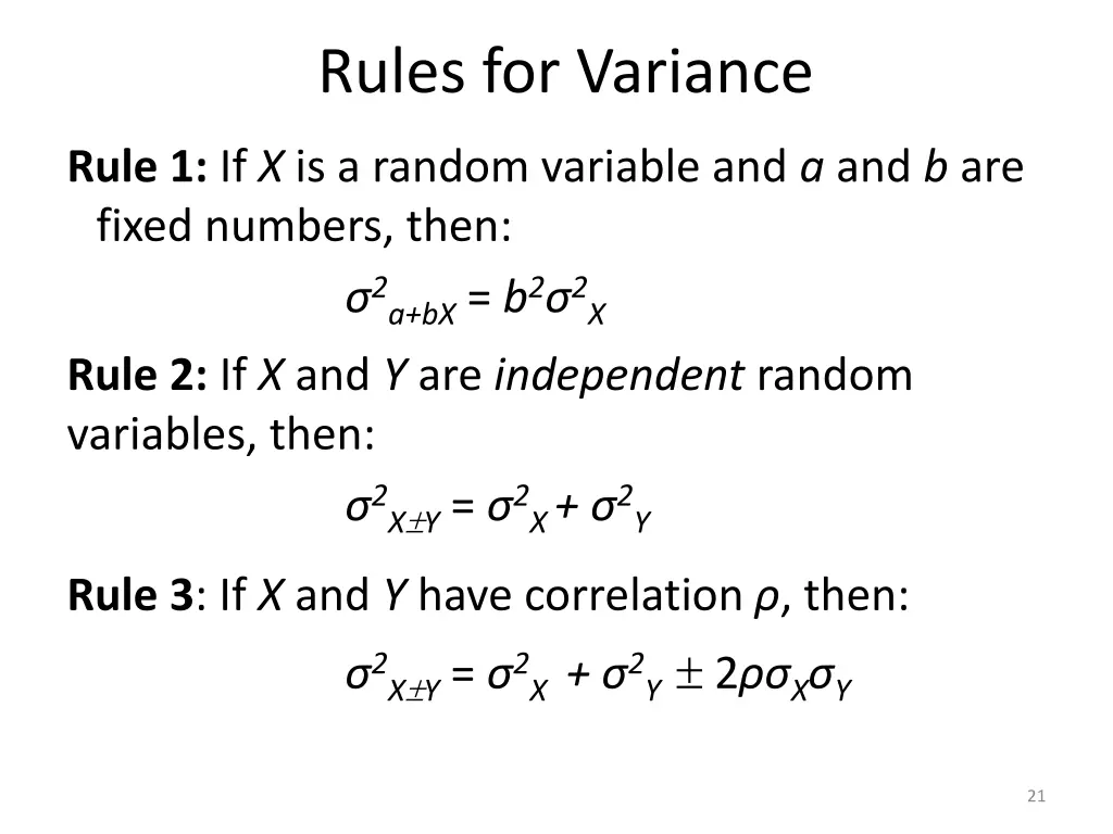 rules for variance