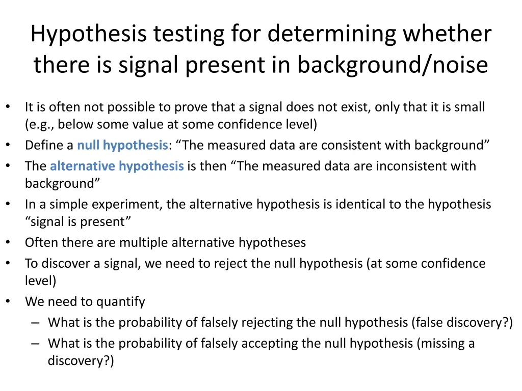 hypothesis testing for determining whether there