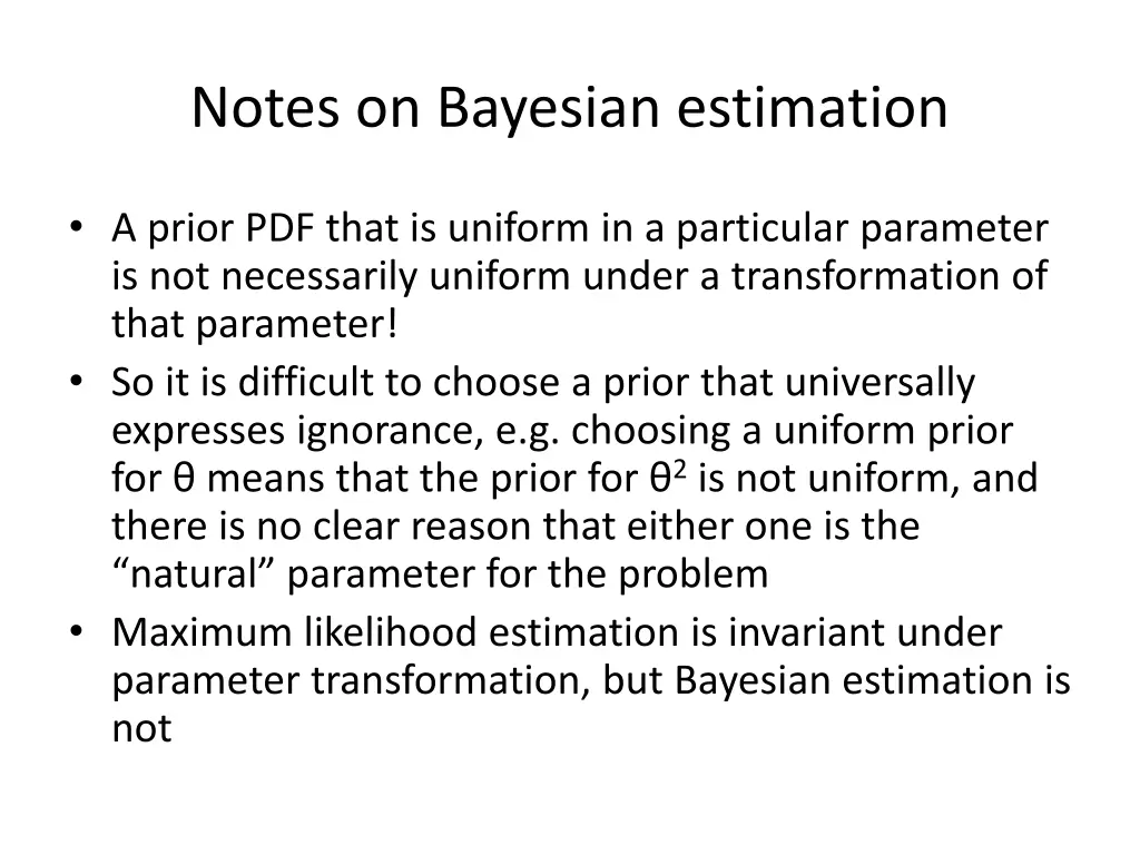 notes on bayesian estimation