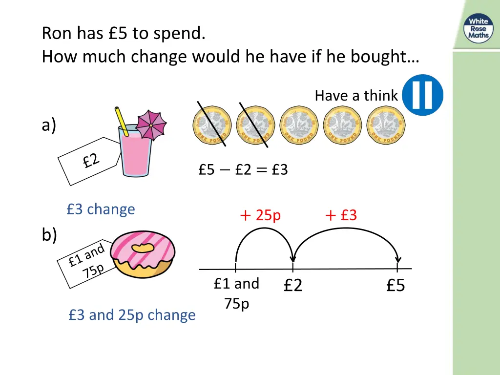 ron has 5 to spend how much change would he have