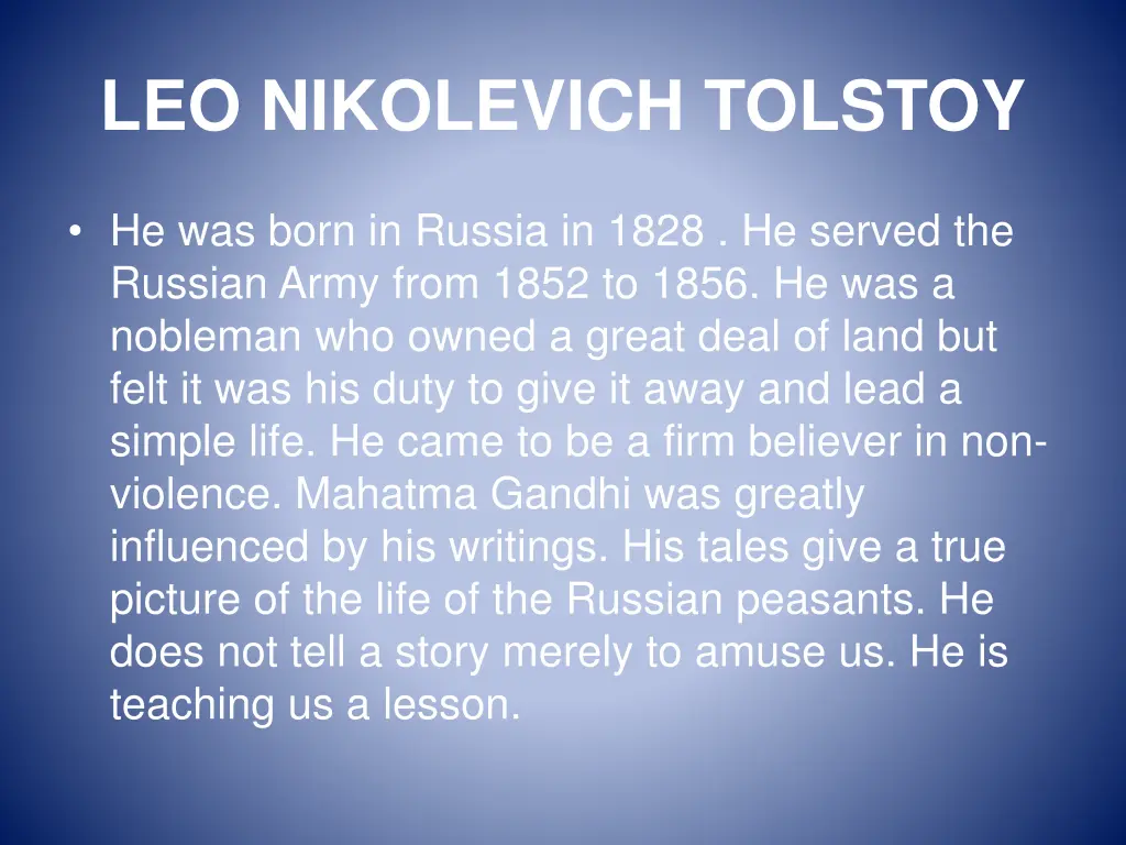 leo nikolevich tolstoy