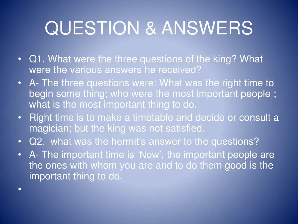 question answers