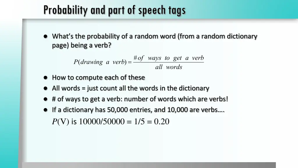 probability and part of speech tags