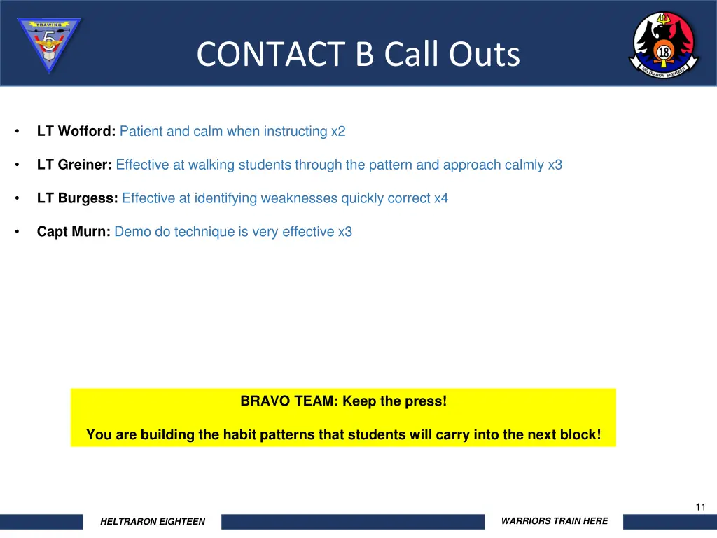 contact b call outs