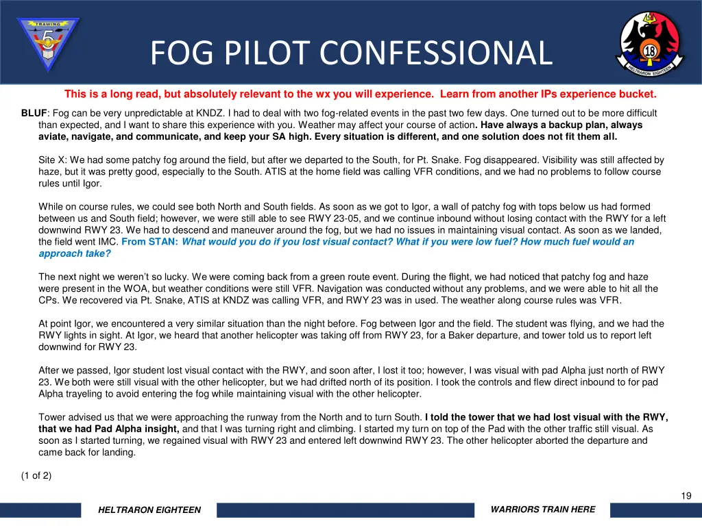 fog pilot confessional