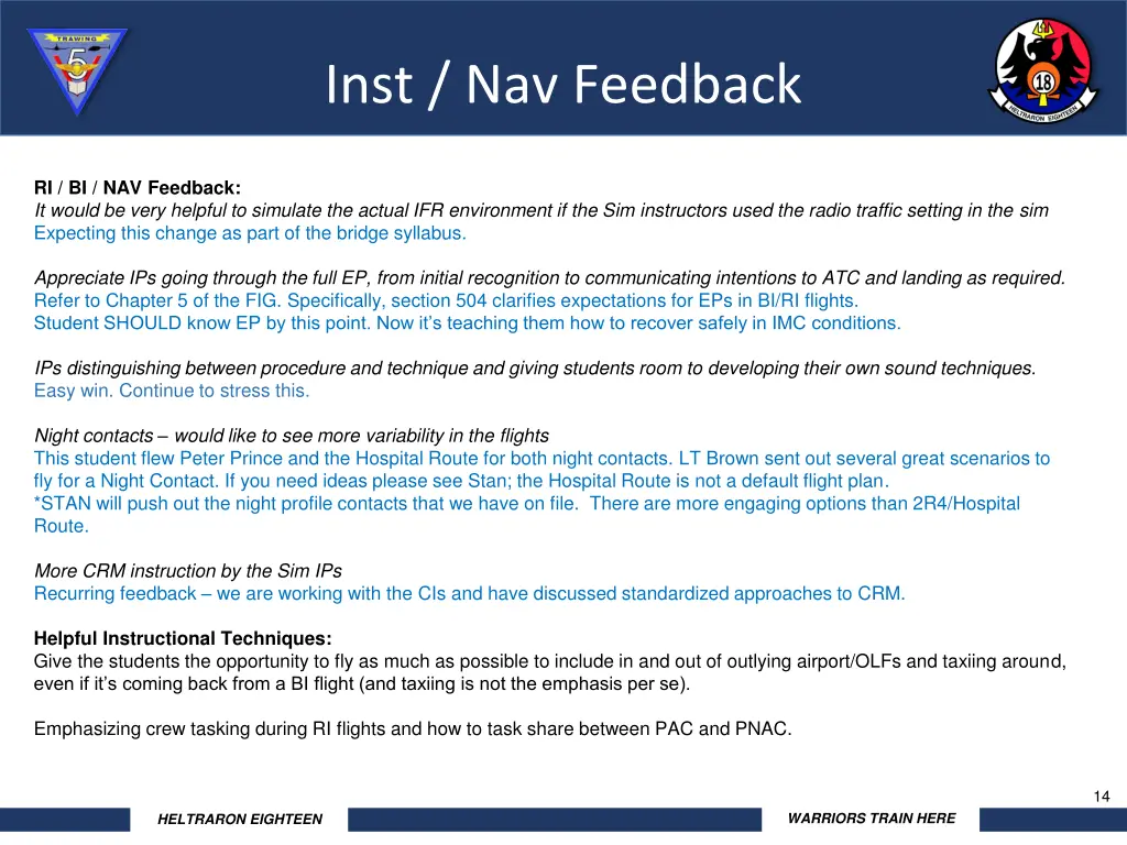 inst nav feedback