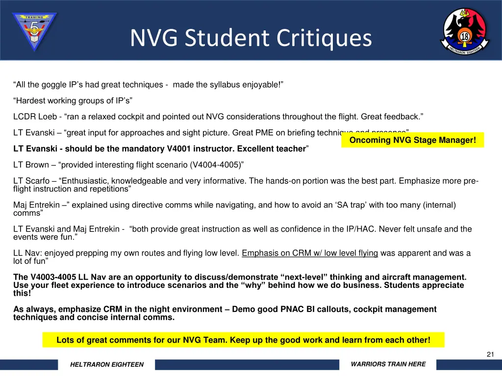 nvg student critiques