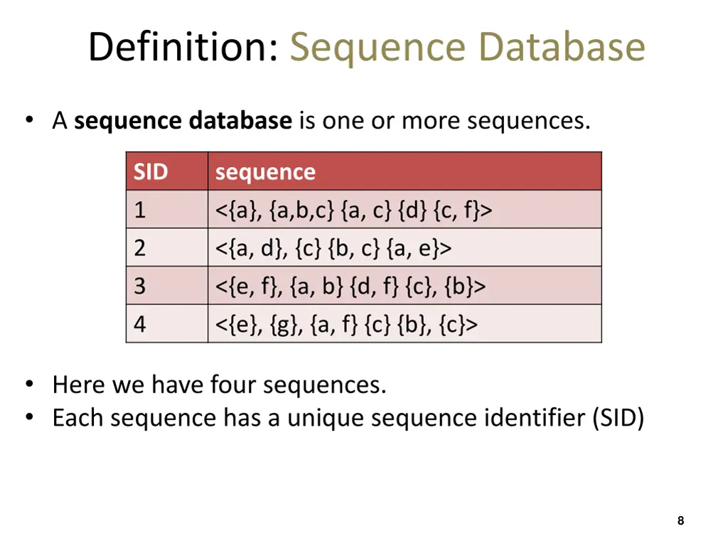 definition sequence database