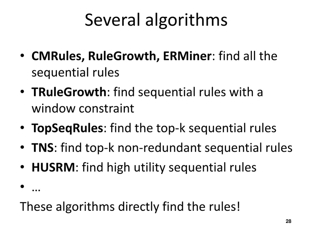 several algorithms