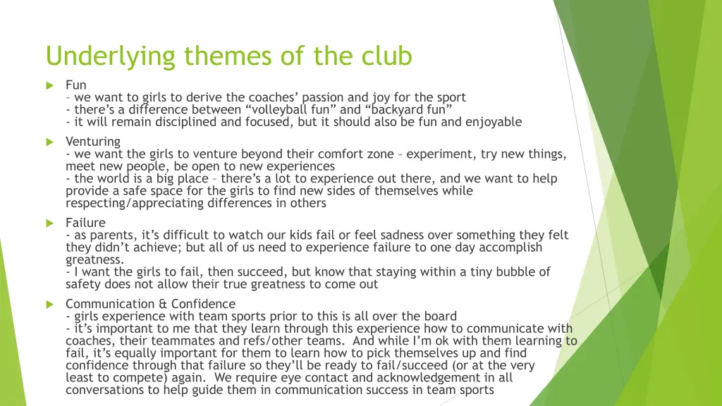 underlying themes of the club