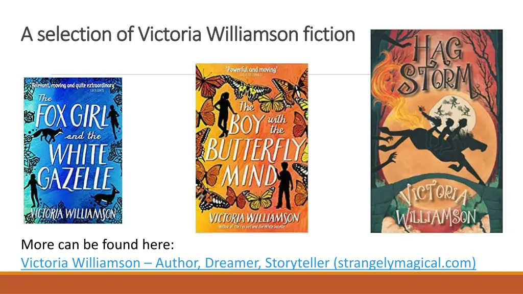 a selection of victoria williamson fiction