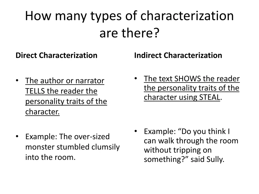 how many types of characterization are there 5