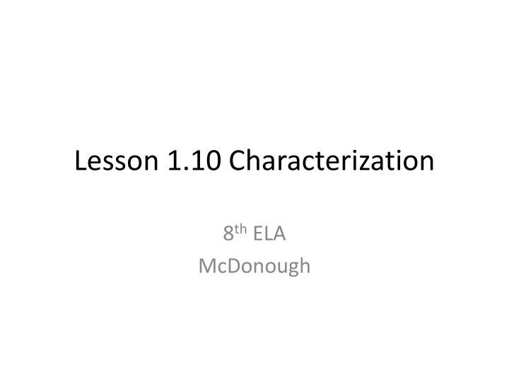 lesson 1 10 characterization