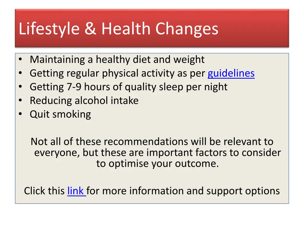 lifestyle health changes