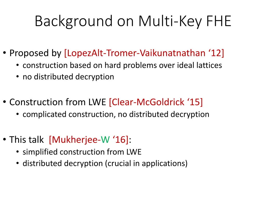 background on multi key fhe