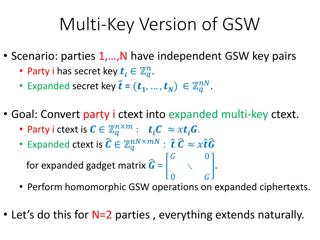 multi key version of gsw 1